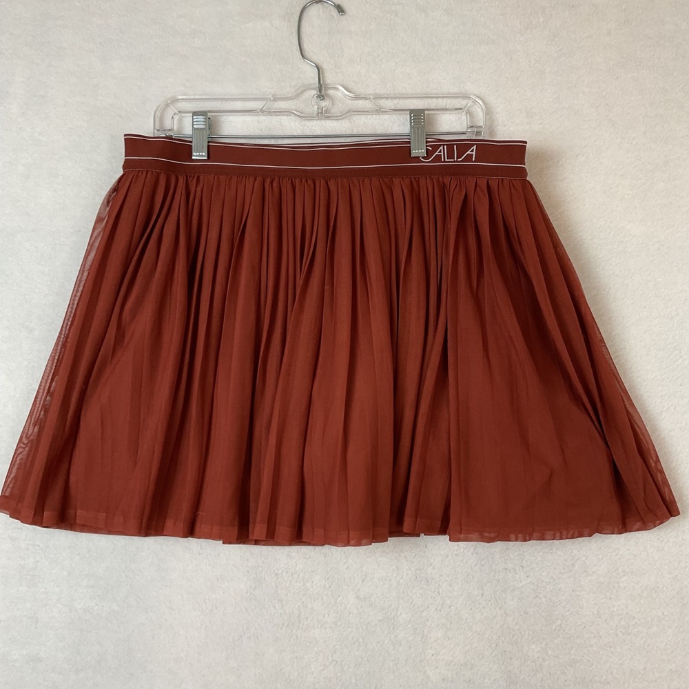 CALIA Womens XL Rust Brown Pleated Mesh Athletic Skort Tennis Golf Skirt